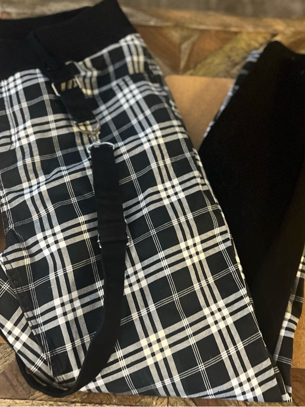 Hot Topic Black and White Plaid Skinny Jeans with Harness Straps - Picture 6 of 6